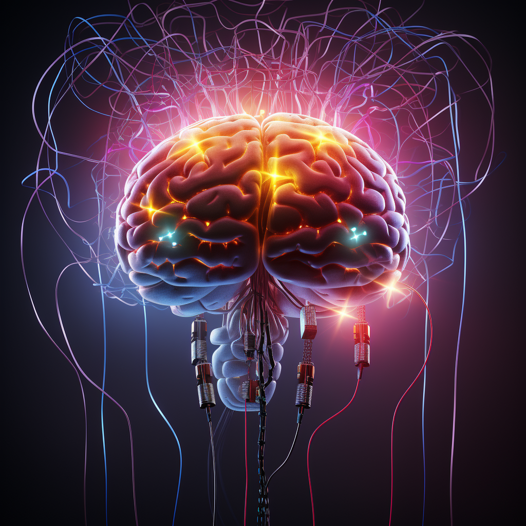 brain with electrodes