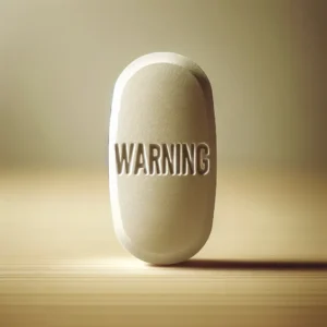 Pill with word Warning on it